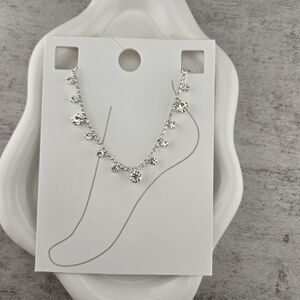 💎 Silver Rhinestone Dangle Anklet - Boho Bridal Anklet - NWT | Valentine's Day